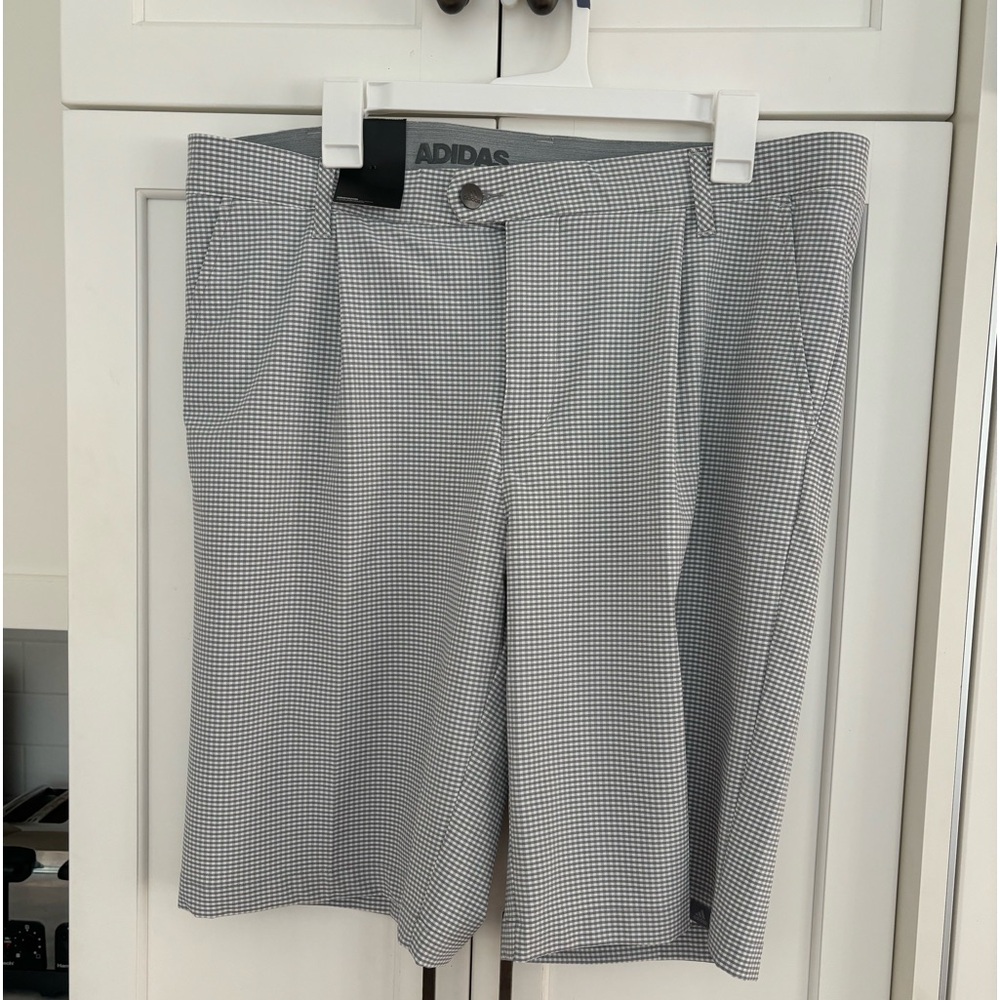 Adidas Men's Ultimate365 Gray Gingham Check Golf Shorts